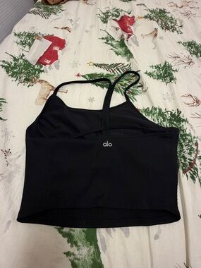 ALO Yoga Black Ribbed Strappy Cropped Tank